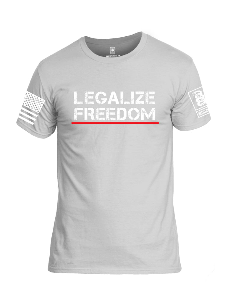 Battleraddle Legalize Freedom White Sleeve Print Mens Cotton Crew Neck T Shirt