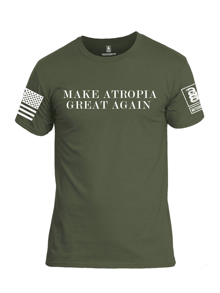 Battleraddle Make Atropia Great Again White Sleeve Print Mens Cotton Crew Neck T Shirt