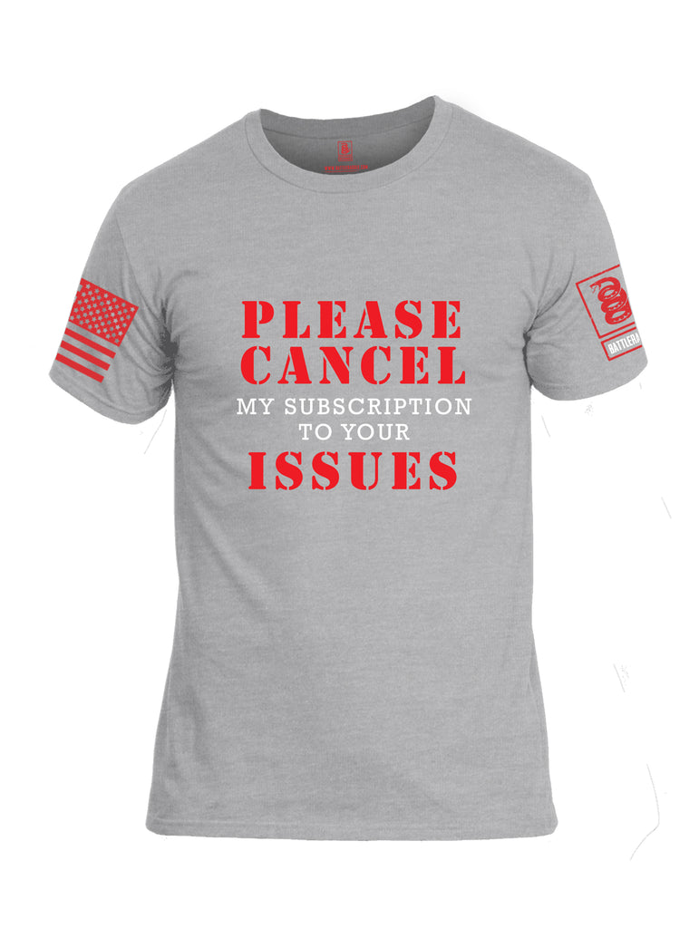 Battleraddle Please Cancel My Subscription To Your Issues Red Sleeve Print Mens Cotton Crew Neck T Shirt