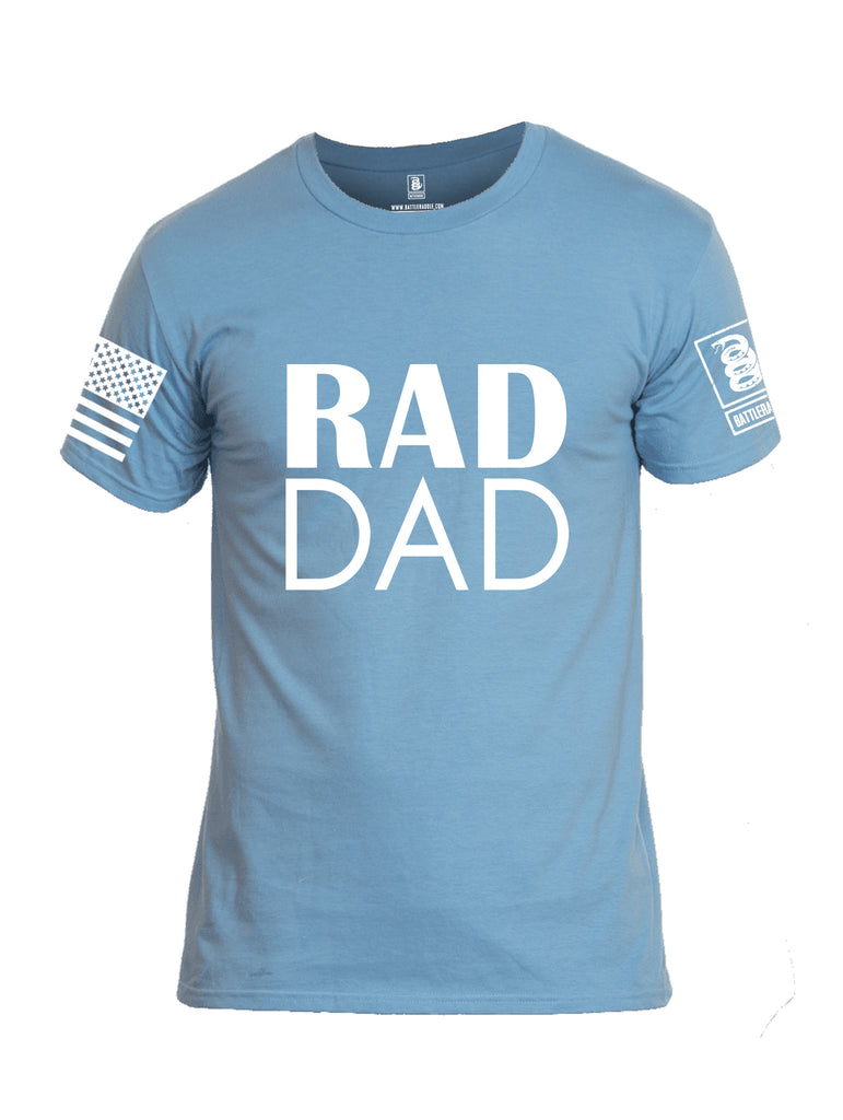 Battleraddle Rad Dad White Sleeve Print Mens Cotton Crew Neck T Shirt