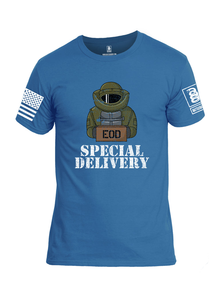 Battleraddle EOD Special Delivery White Sleeve Print Mens Cotton Crew Neck T Shirt