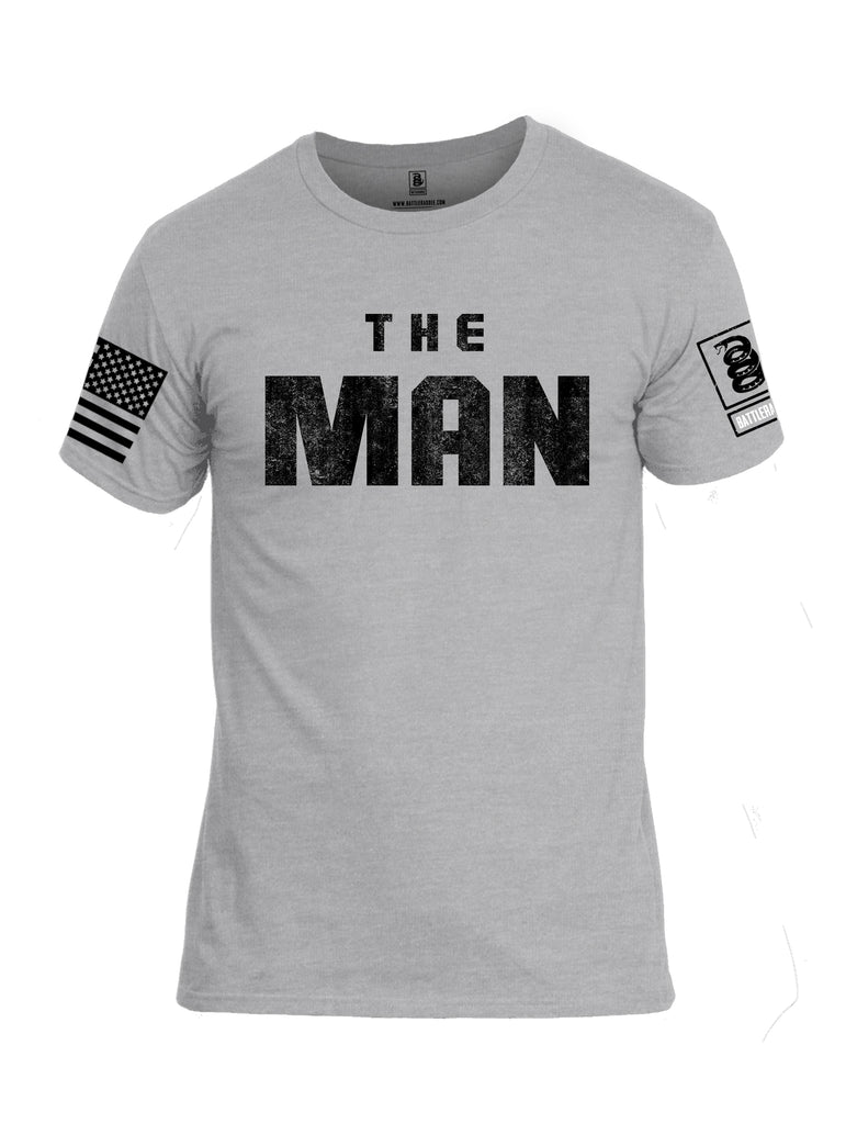 Battleraddle The Man Black Sleeve Print Mens Cotton Crew Neck T Shirt