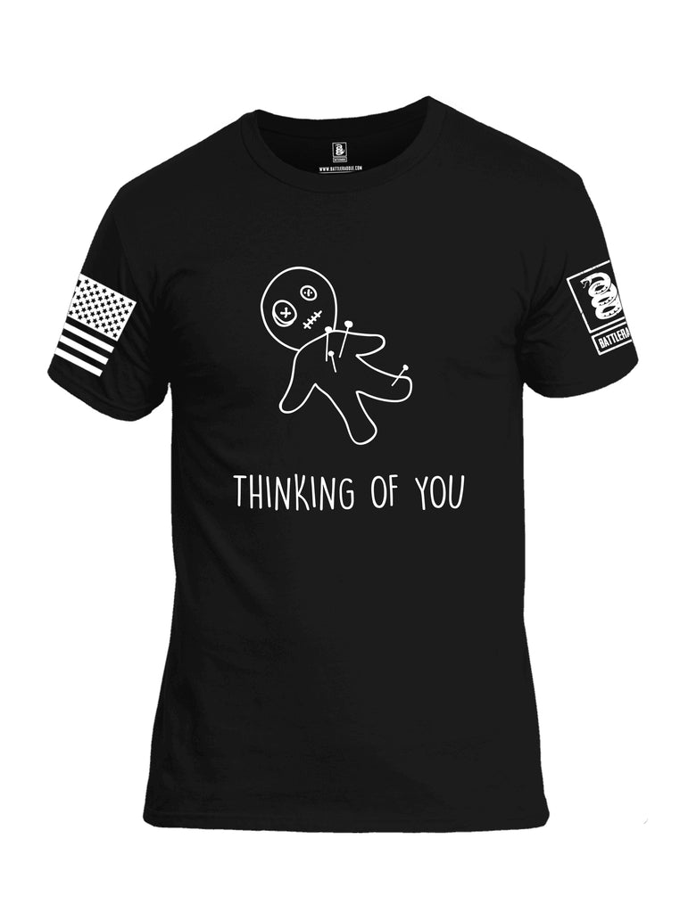 Battleraddle Thinking of You White Sleeve Print Mens Cotton Crew Neck T Shirt