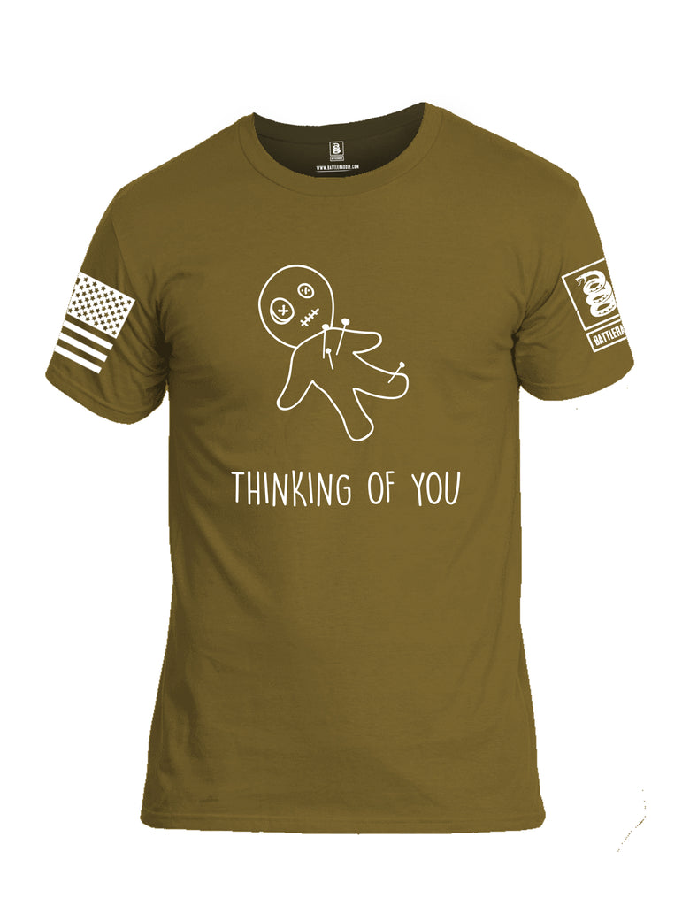 Battleraddle Thinking of You White Sleeve Print Mens Cotton Crew Neck T Shirt