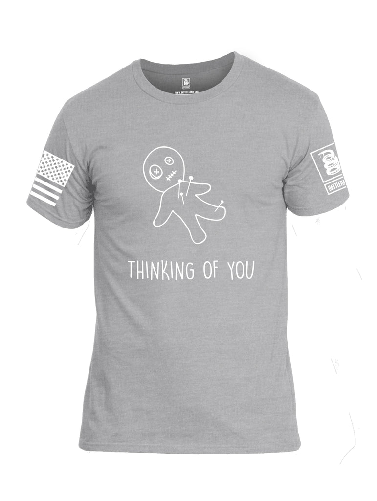 Battleraddle Thinking of You White Sleeve Print Mens Cotton Crew Neck T Shirt