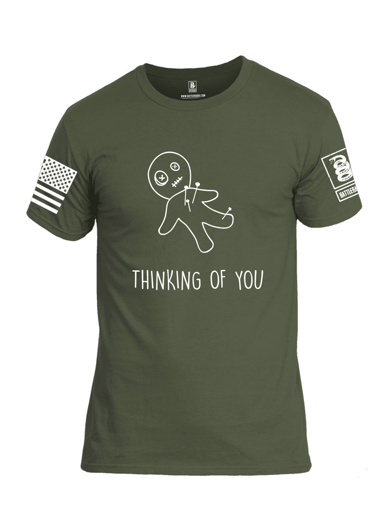 Battleraddle Thinking of You White Sleeve Print Mens Cotton Crew Neck T Shirt