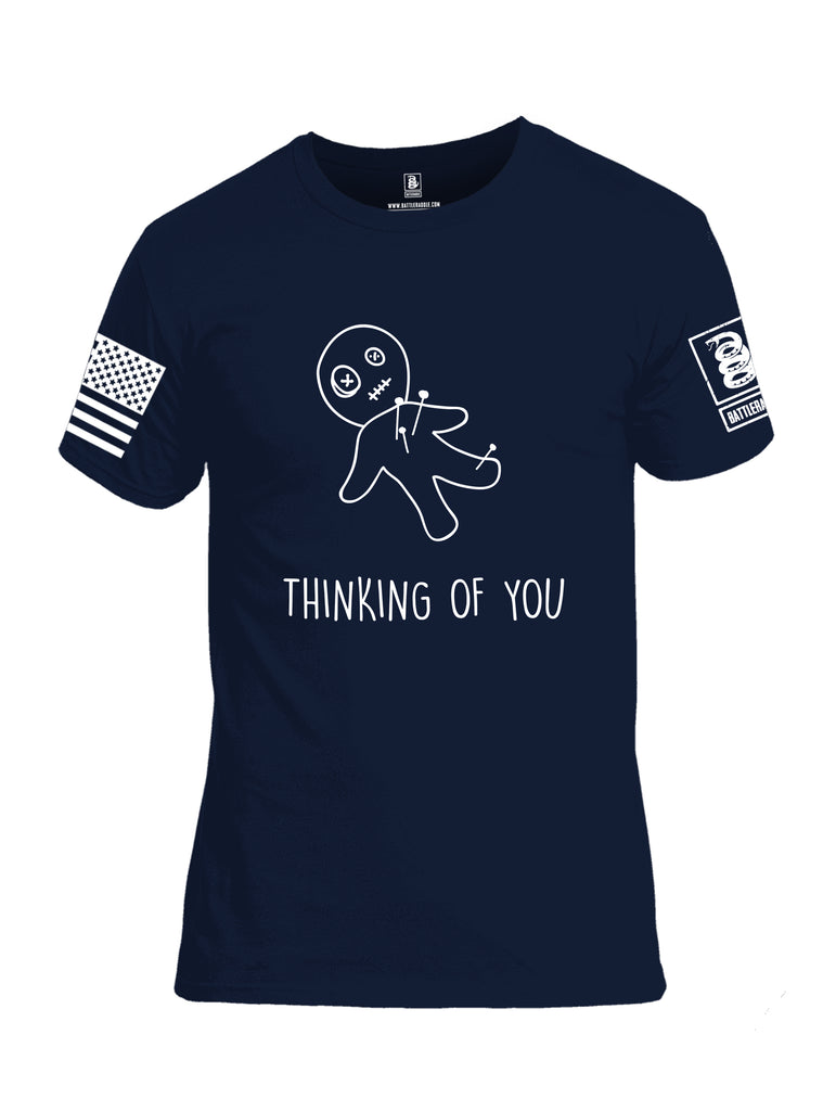 Battleraddle Thinking of You White Sleeve Print Mens Cotton Crew Neck T Shirt