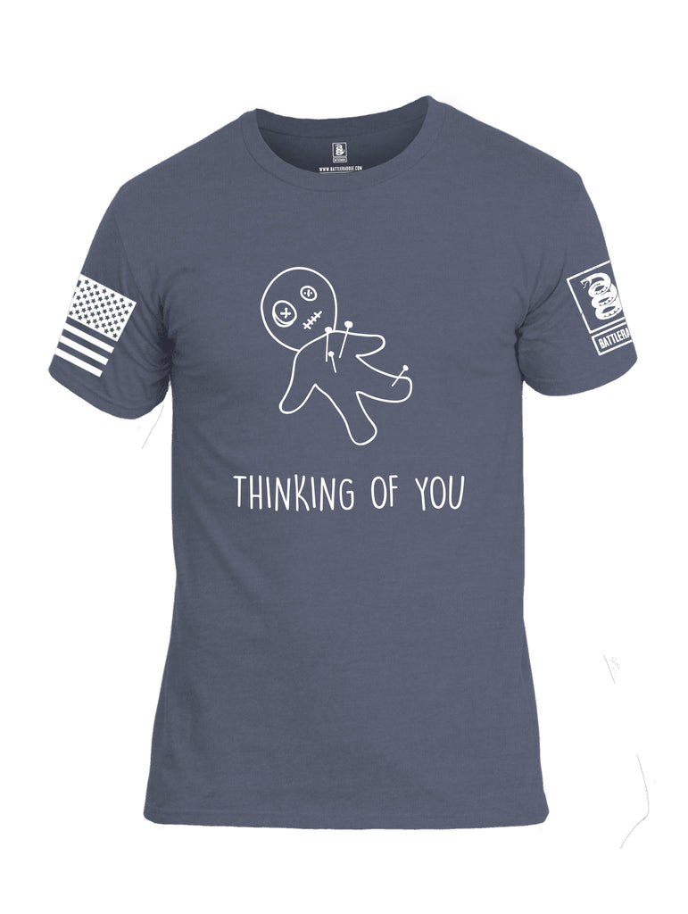 Battleraddle Thinking of You White Sleeve Print Mens Cotton Crew Neck T Shirt