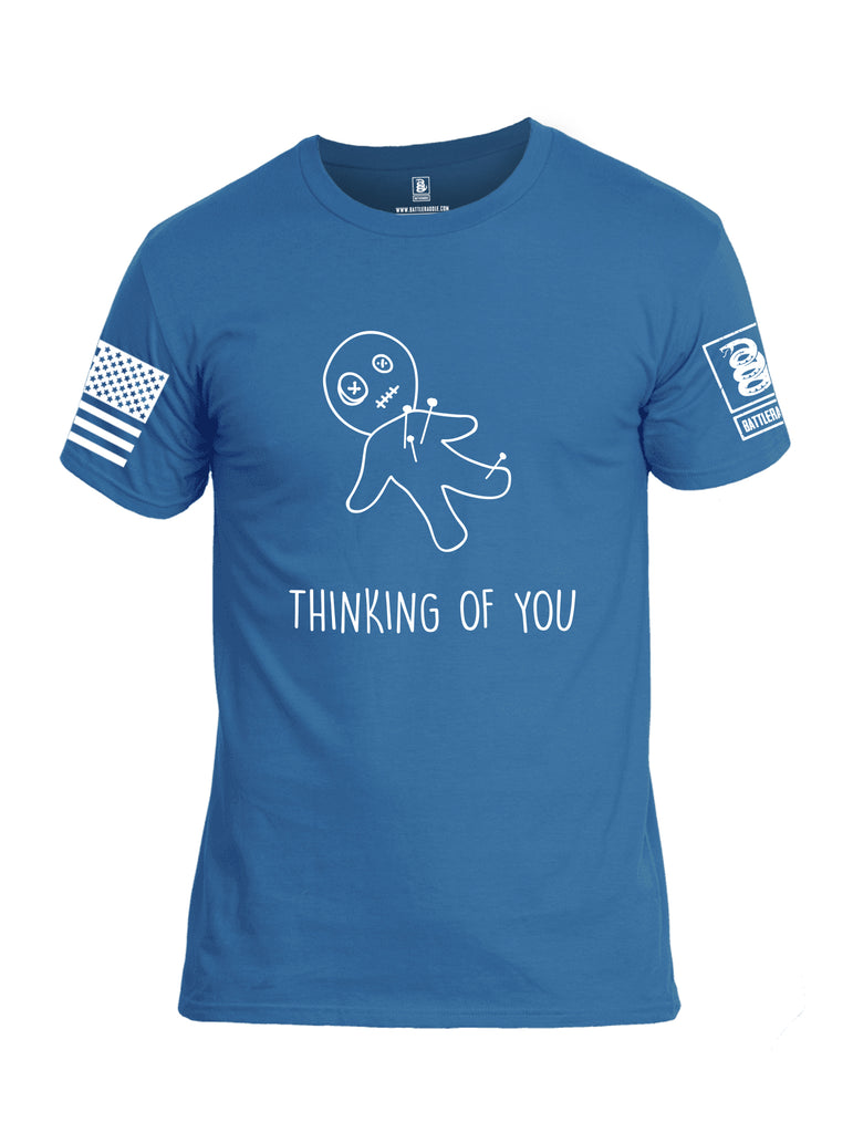 Battleraddle Thinking of You White Sleeve Print Mens Cotton Crew Neck T Shirt