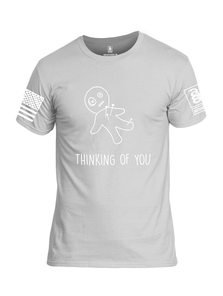 Battleraddle Thinking of You White Sleeve Print Mens Cotton Crew Neck T Shirt