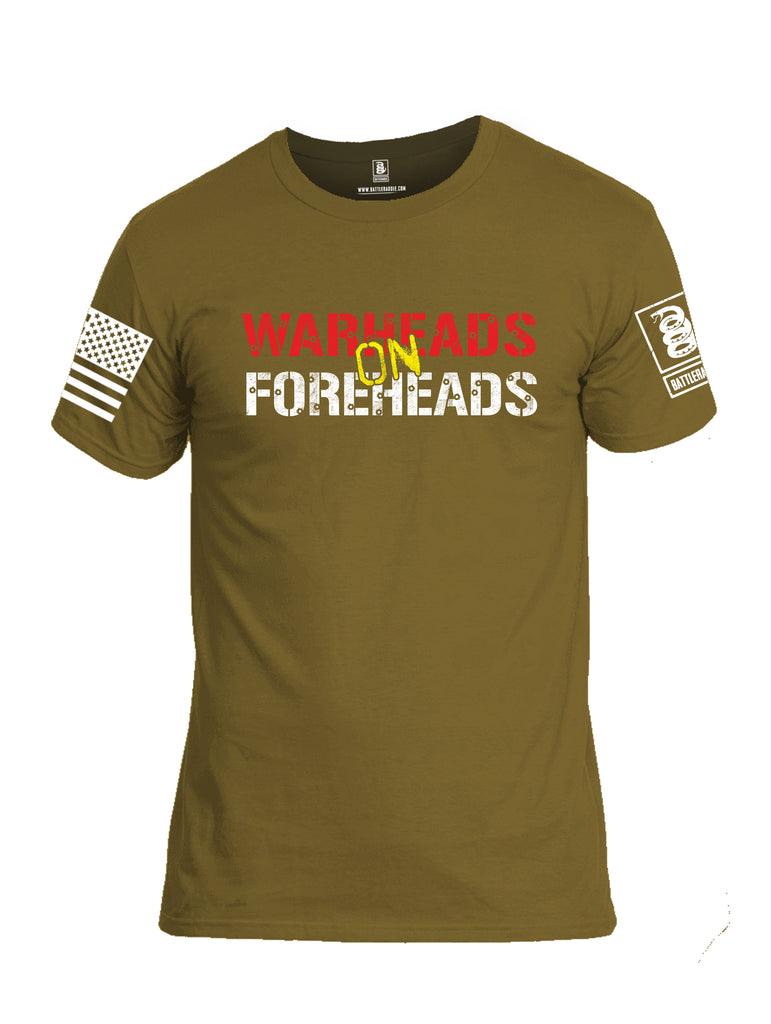 Battleraddle Warheads On Foreheads White Sleeve Print Mens Cotton Crew Neck T Shirt