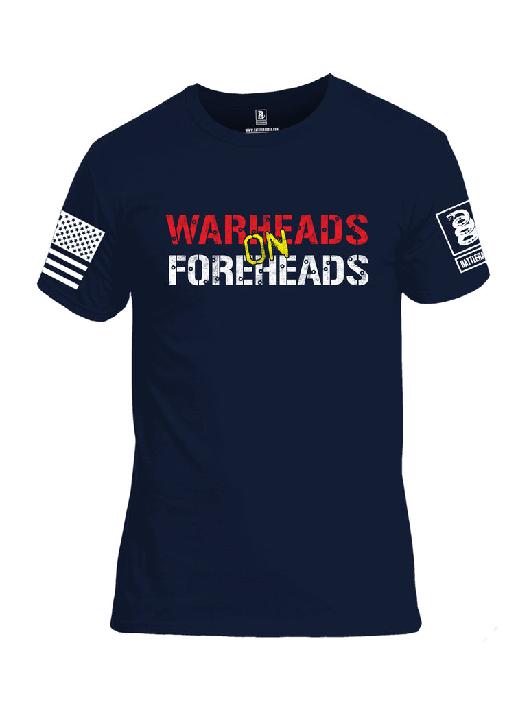 Battleraddle Warheads On Foreheads White Sleeve Print Mens Cotton Crew Neck T Shirt