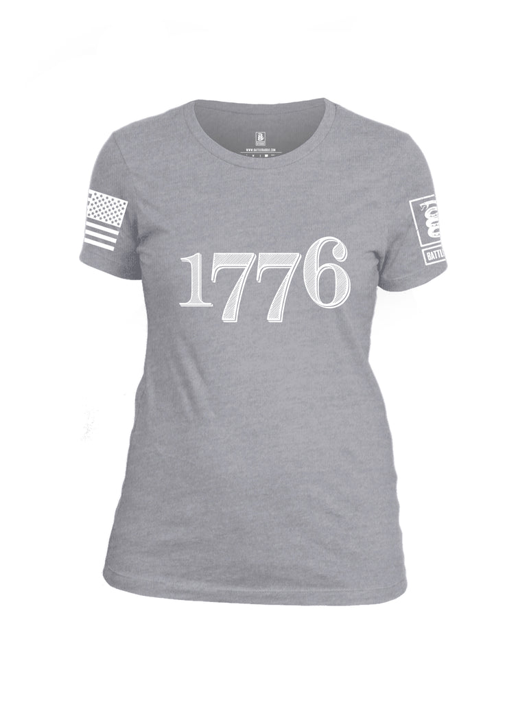 Battleraddle 1776 White Sleeve Print Womens Cotton Crew Neck T Shirt