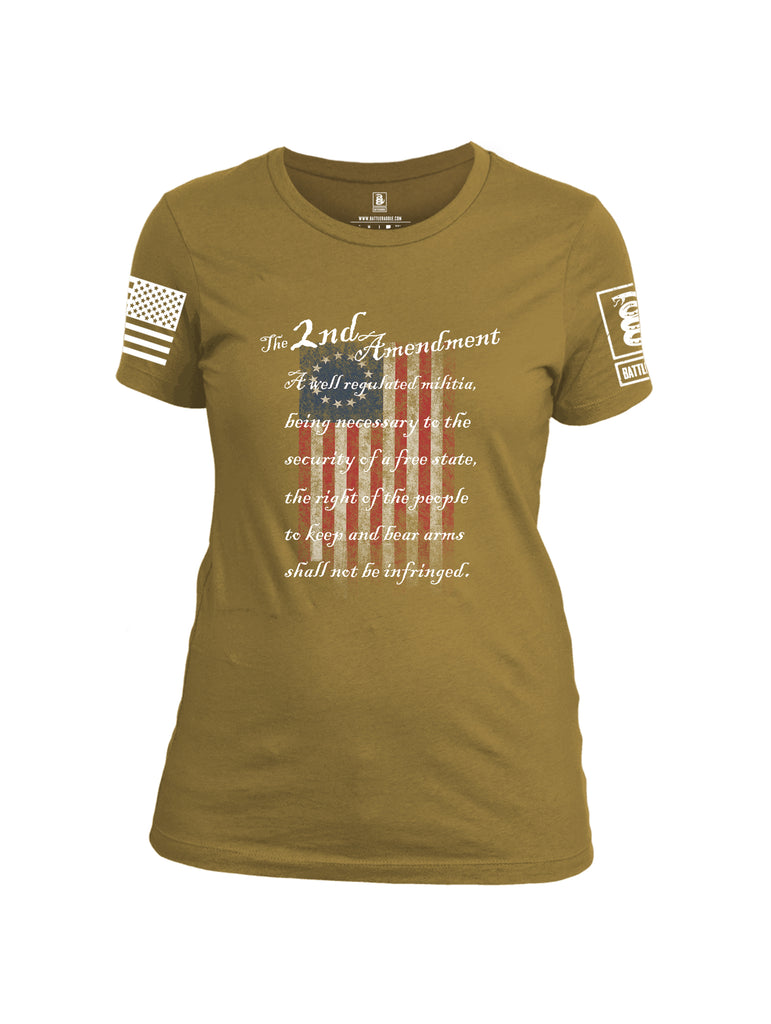 Battleraddle The 2nd Amendment 13 Colonies White Sleeve Print Womens Cotton Crew Neck T Shirt