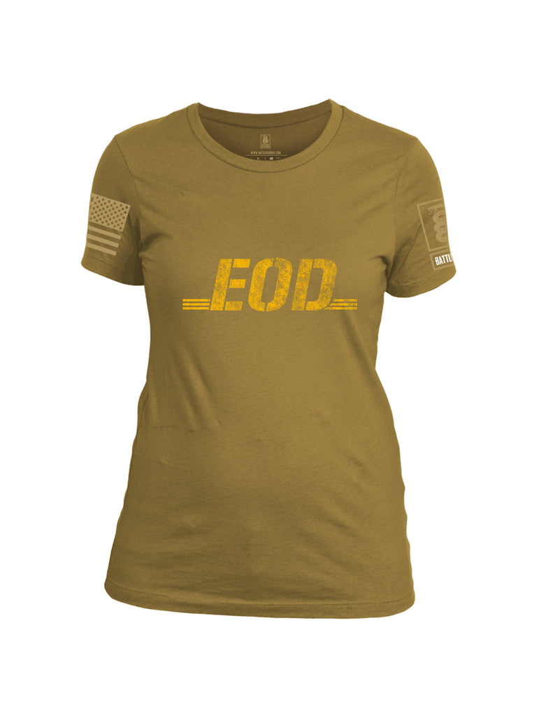 Battleraddle EOD Gold Brass Sleeve Print Womens Cotton Crew Neck T Shirt