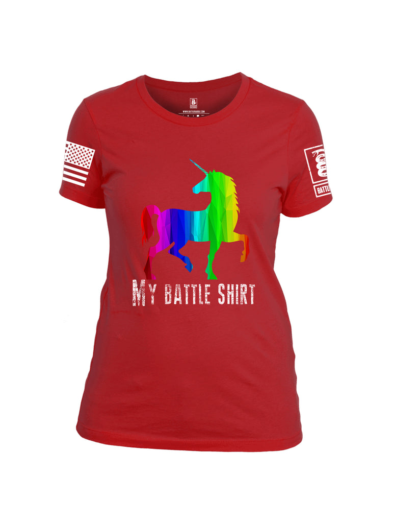 Battleraddle My Battle Shirt White Sleeve Print Womens Cotton Crew Neck T Shirt