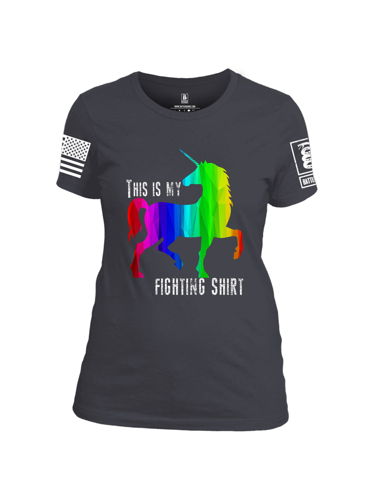 Battleraddle This is My Fighting Shirt White Sleeve Print Womens Cotton Crew Neck T Shirt