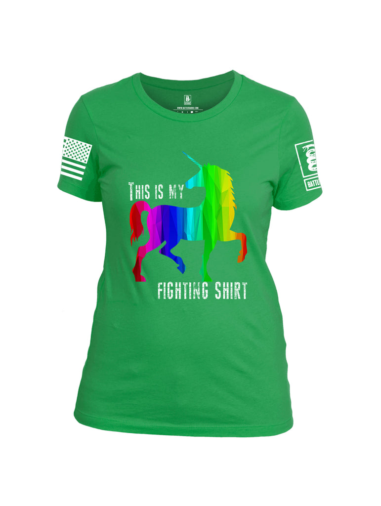 Battleraddle This is My Fighting Shirt White Sleeve Print Womens Cotton Crew Neck T Shirt