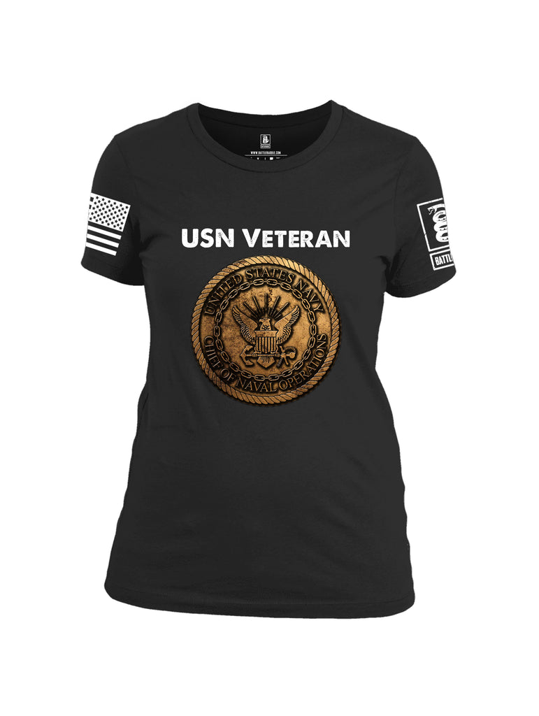 Battleraddle USN Veteran Chief Of Naval Operations White Sleeve Print Womens Cotton Crew Neck T Shirt
