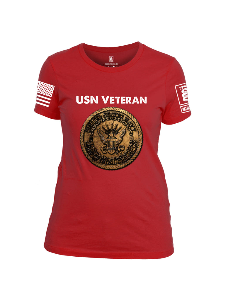 Battleraddle USN Veteran Chief Of Naval Operations White Sleeve Print Womens Cotton Crew Neck T Shirt