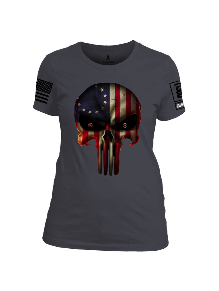 Battleraddle Expounder Colony Flag Black Sleeve Print Womens Cotton Crew Neck T Shirt