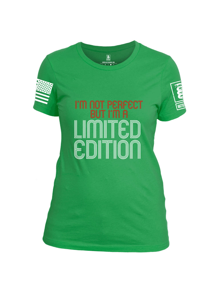 Battleraddle Im Not Perfect But Im A Limited Edition White Sleeve Print Womens Cotton Crew Neck T Shirt