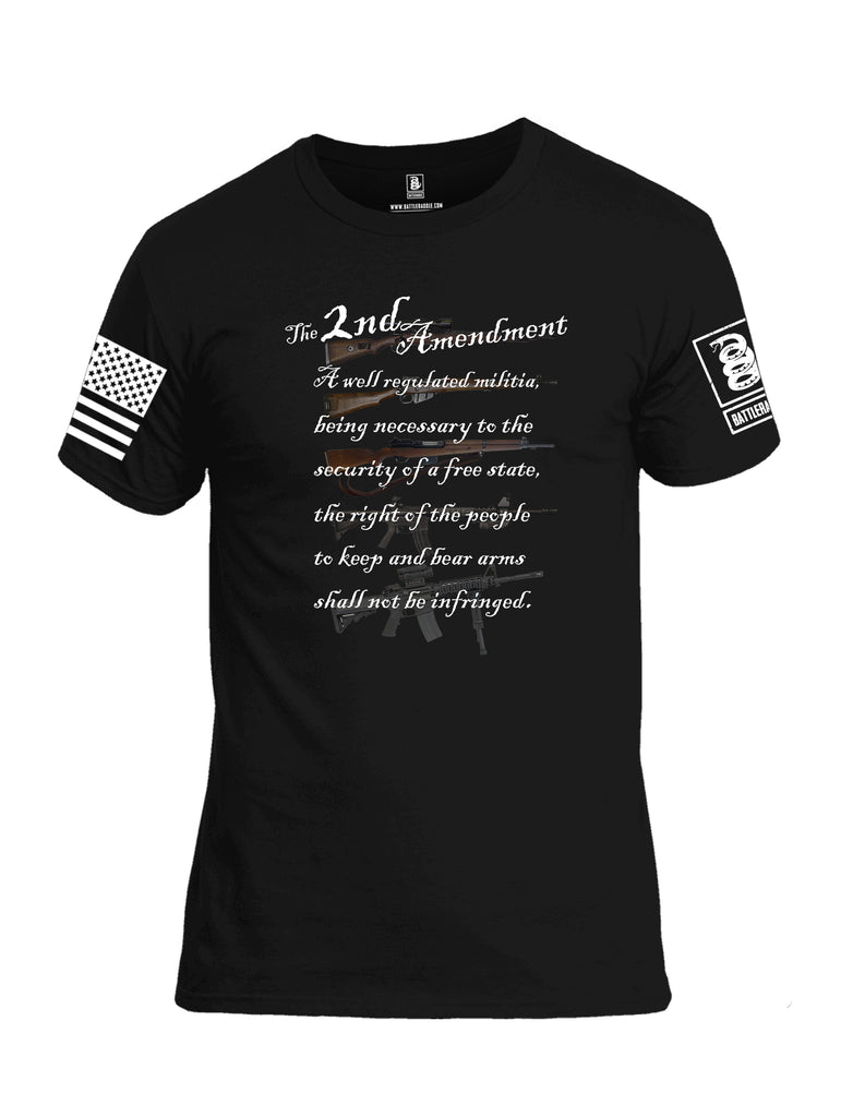 Battleraddle The 2nd Amendment Gun Evolution White Sleeve Print Mens Cotton Crew Neck T Shirt