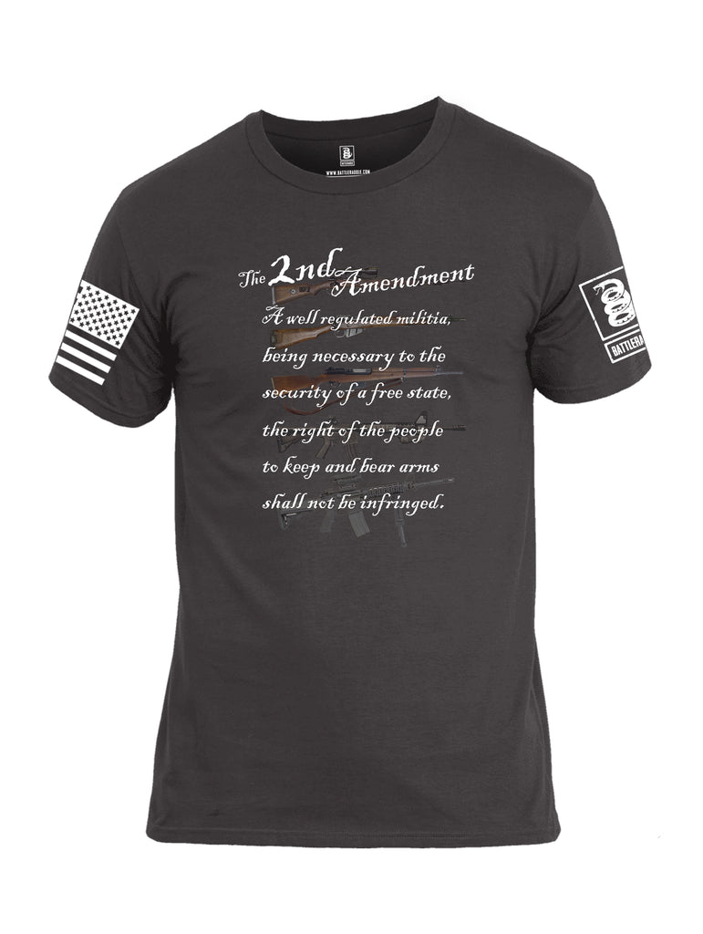 Battleraddle The 2nd Amendment Gun Evolution White Sleeve Print Mens Cotton Crew Neck T Shirt
