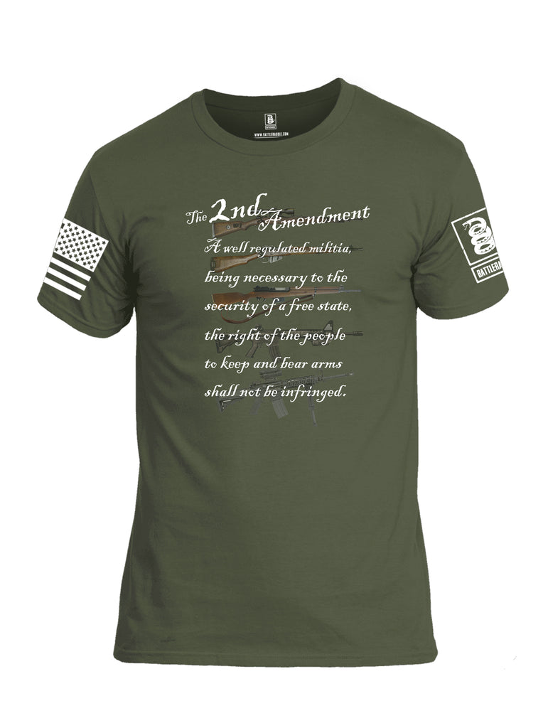 Battleraddle The 2nd Amendment Gun Evolution White Sleeve Print Mens Cotton Crew Neck T Shirt