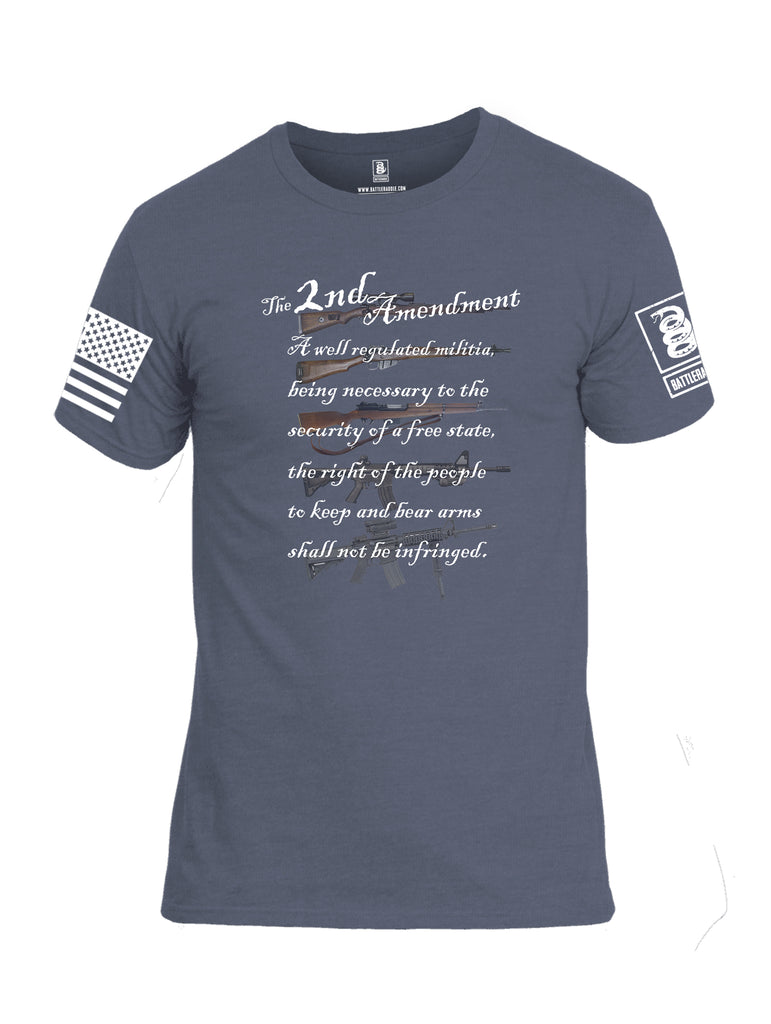 Battleraddle The 2nd Amendment Gun Evolution White Sleeve Print Mens Cotton Crew Neck T Shirt