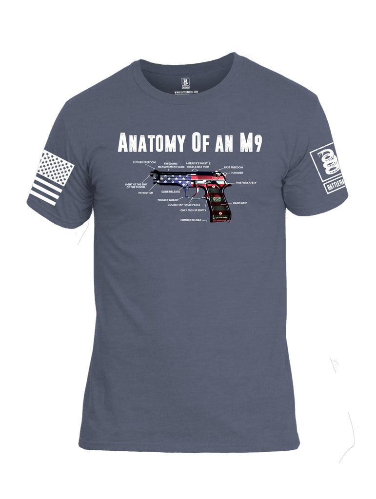 Battleraddle Anatomy Of An M9 White Sleeve Print Mens Cotton Crew Neck T Shirt