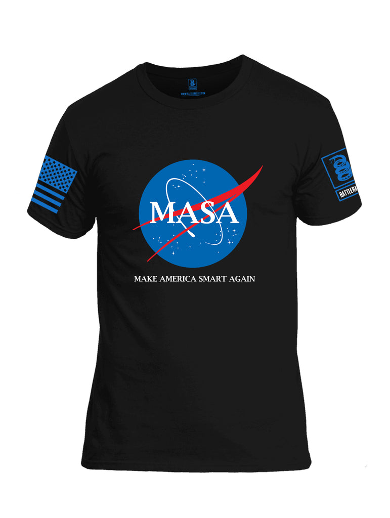 Battleraddle Making America Smart Again Blue Sleeve Print Mens Cotton Crew Neck T Shirt
