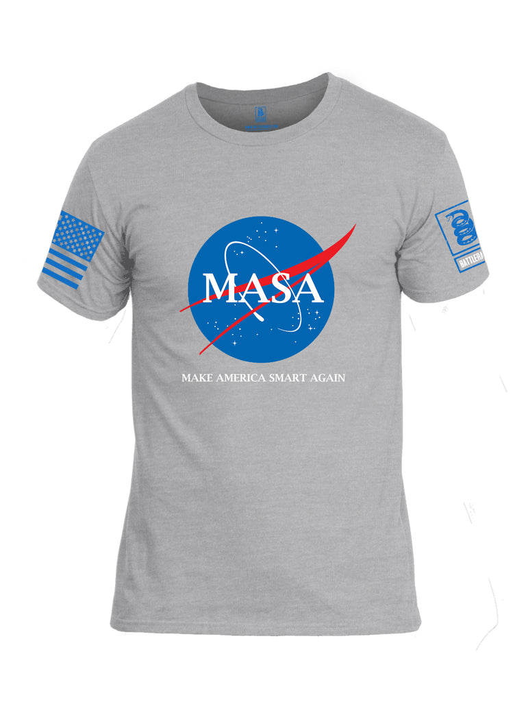 Battleraddle Making America Smart Again Blue Sleeve Print Mens Cotton Crew Neck T Shirt
