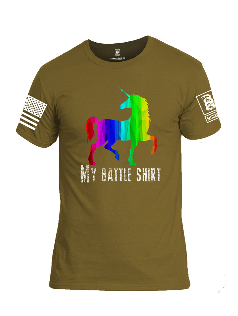 Battleraddle My Battle Shirt White Sleeve Print Mens Cotton Crew Neck T Shirt