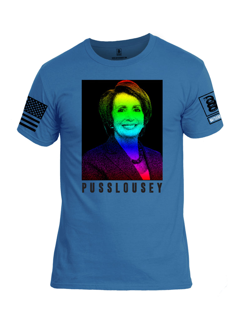 Battleraddle Pusslousey Black Sleeve Print Mens Cotton Crew Neck T Shirt