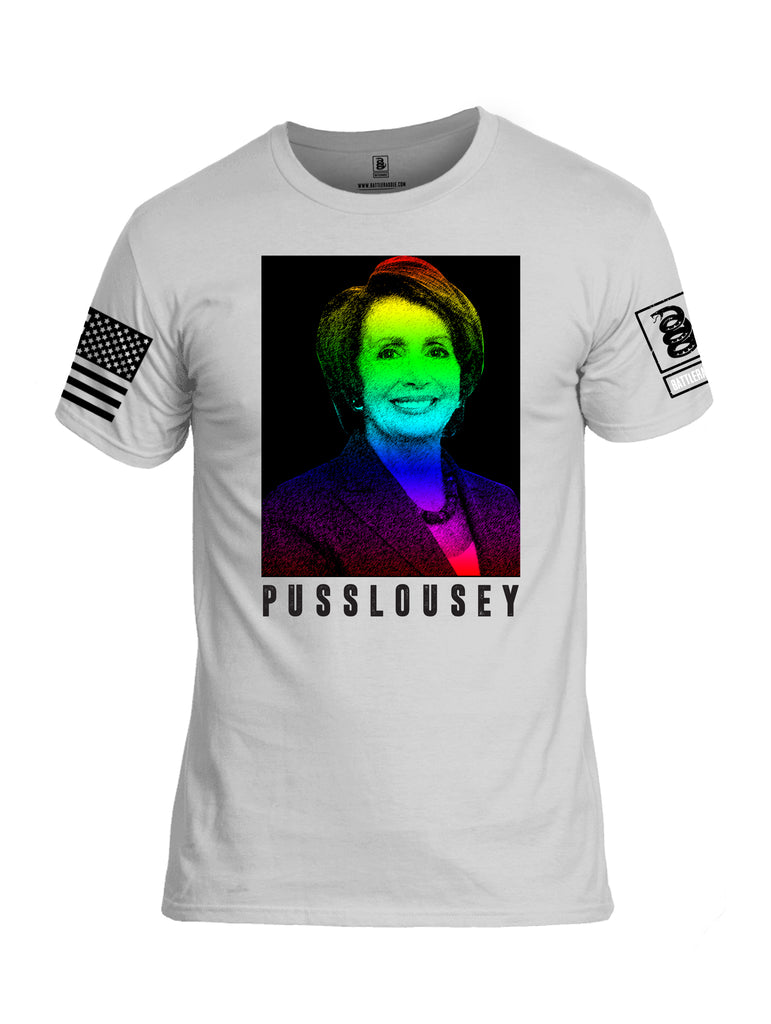 Battleraddle Pusslousey Black Sleeve Print Mens Cotton Crew Neck T Shirt
