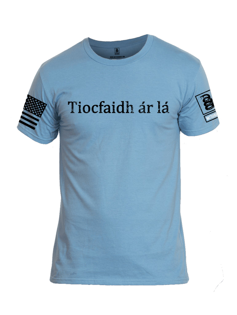 Battleraddle Tiocfaidh ar la Black Sleeve Print Mens Cotton Crew Neck T Shirt