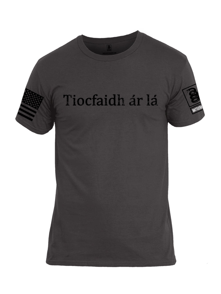 Battleraddle Tiocfaidh ar la Black Sleeve Print Mens Cotton Crew Neck T Shirt