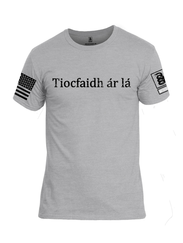 Battleraddle Tiocfaidh ar la Black Sleeve Print Mens Cotton Crew Neck T Shirt