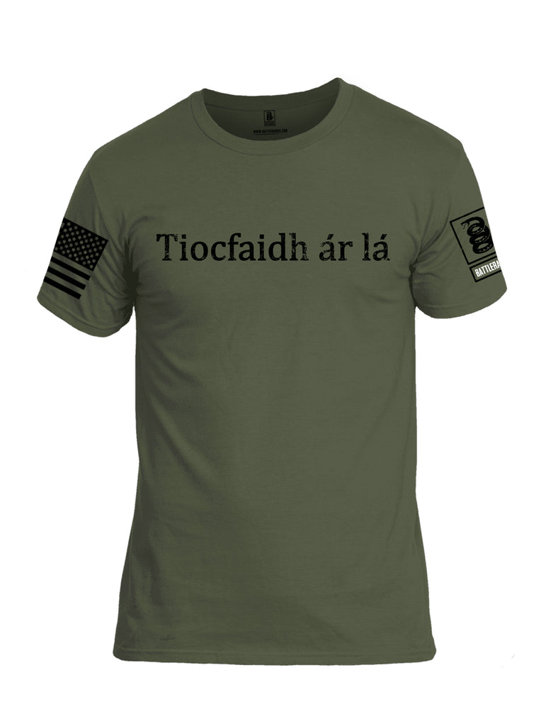 Battleraddle Tiocfaidh ar la Black Sleeve Print Mens Cotton Crew Neck T Shirt