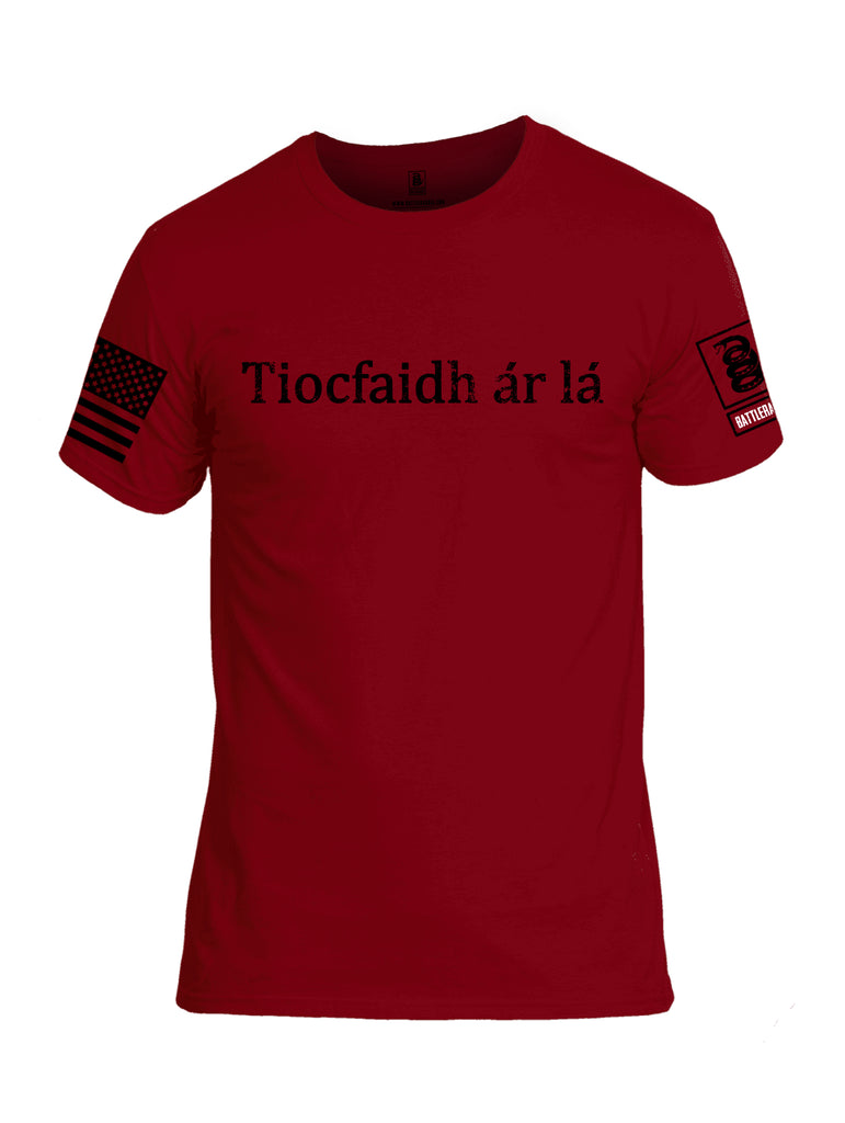 Battleraddle Tiocfaidh ar la Black Sleeve Print Mens Cotton Crew Neck T Shirt