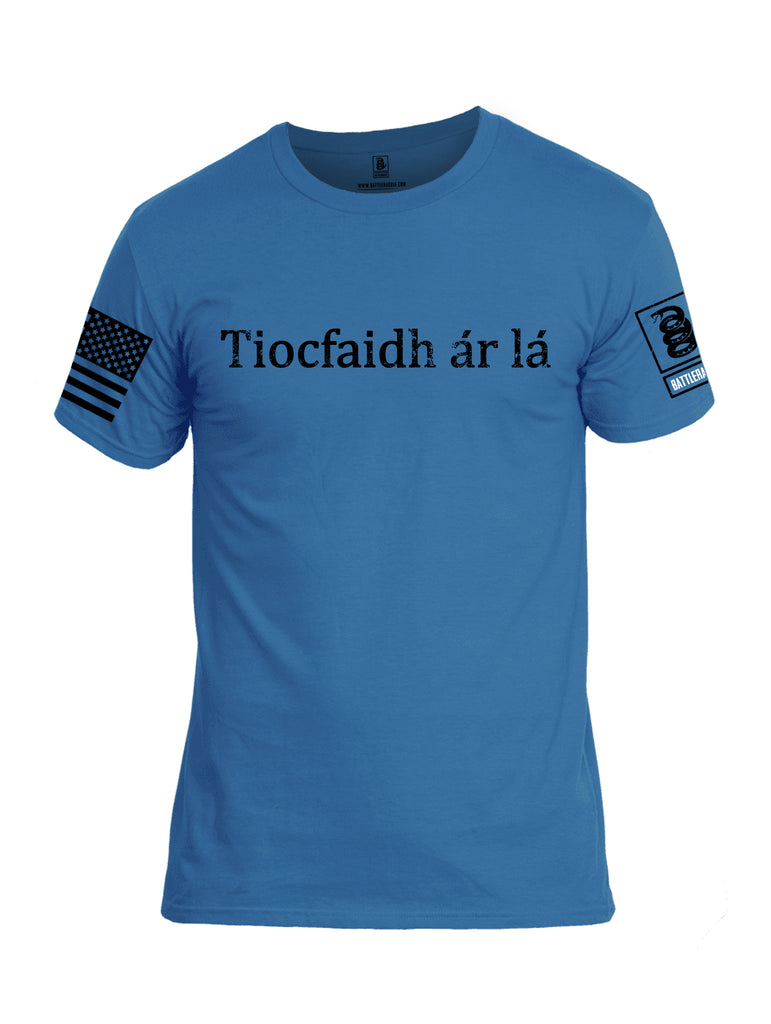 Battleraddle Tiocfaidh ar la Black Sleeve Print Mens Cotton Crew Neck T Shirt