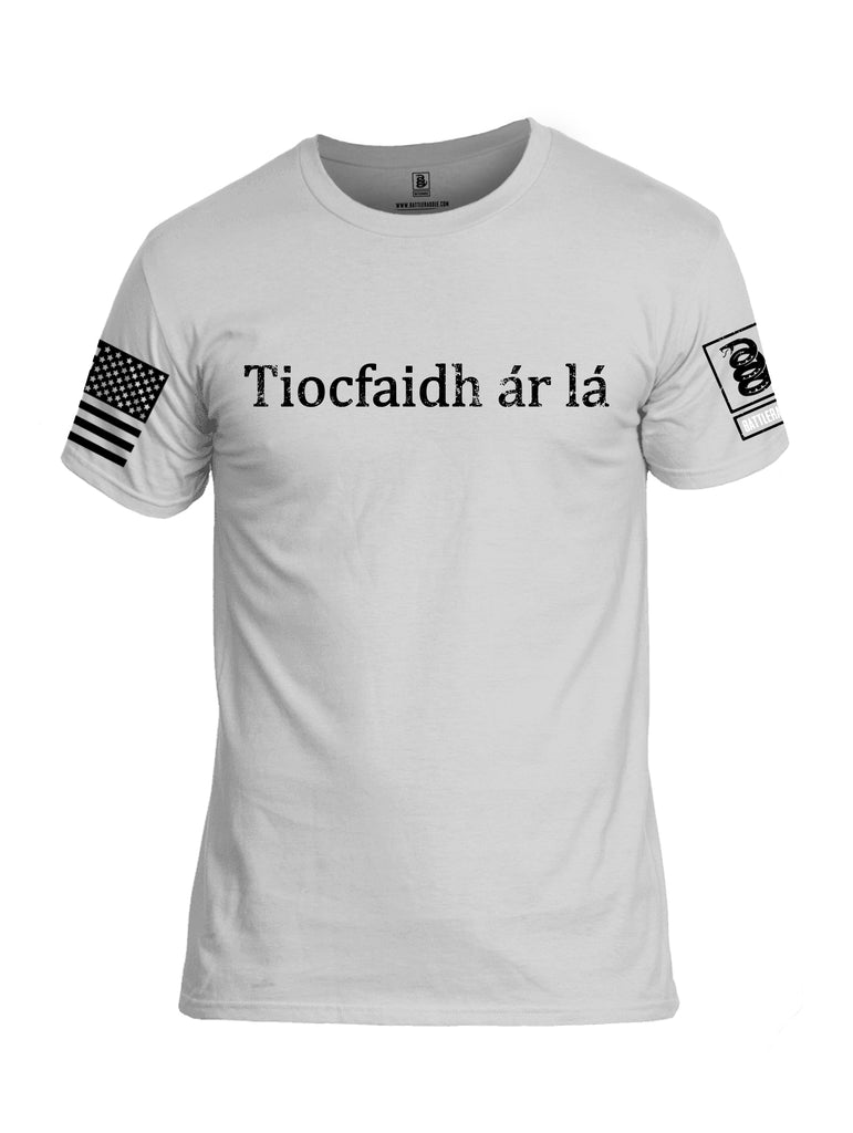 Battleraddle Tiocfaidh ar la Black Sleeve Print Mens Cotton Crew Neck T Shirt