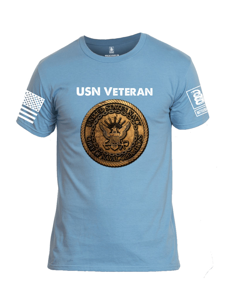 Battleraddle USN Veteran Chief Of Naval Operations White Sleeve Print Mens Cotton Crew Neck T Shirt