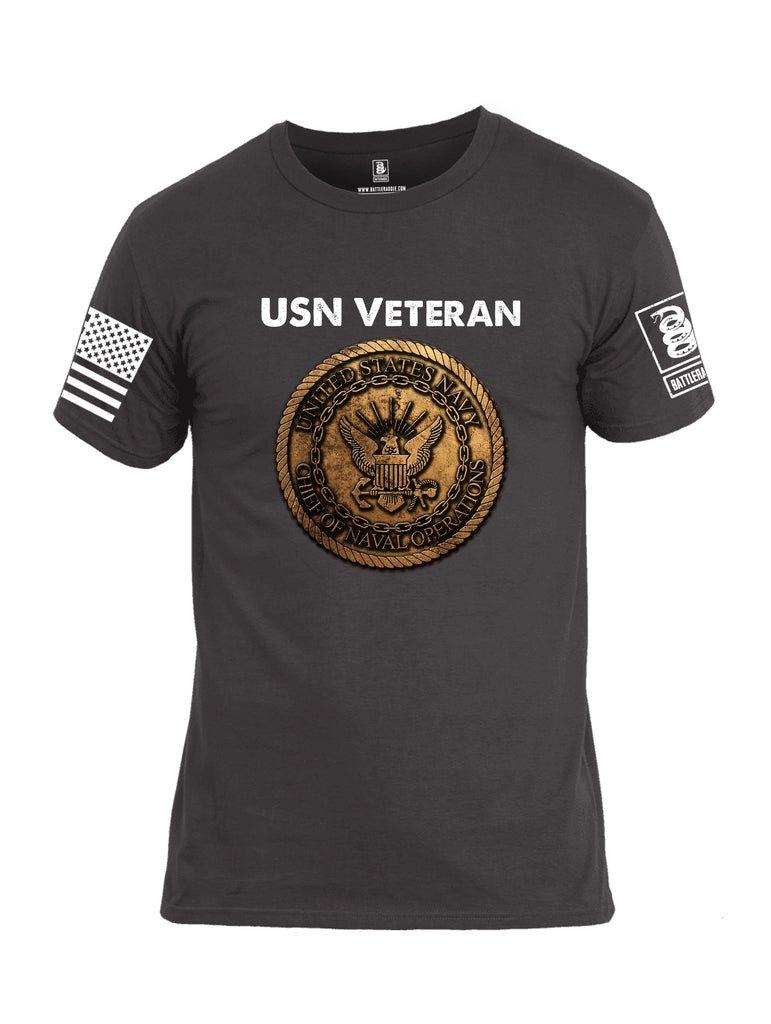 Battleraddle USN Veteran Chief Of Naval Operations White Sleeve Print Mens Cotton Crew Neck T Shirt