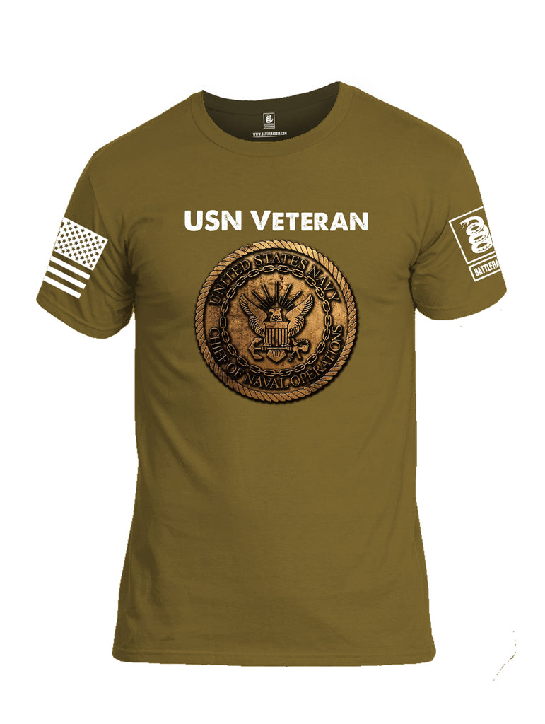 Battleraddle USN Veteran Chief Of Naval Operations White Sleeve Print Mens Cotton Crew Neck T Shirt
