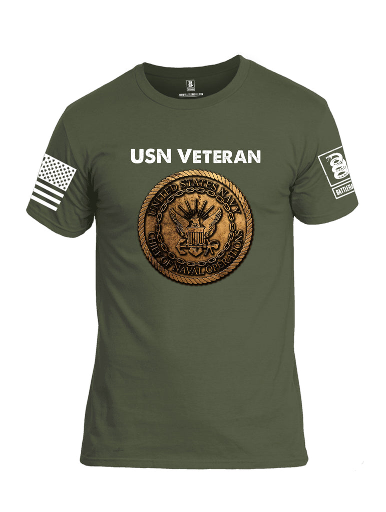 Battleraddle USN Veteran Chief Of Naval Operations White Sleeve Print Mens Cotton Crew Neck T Shirt