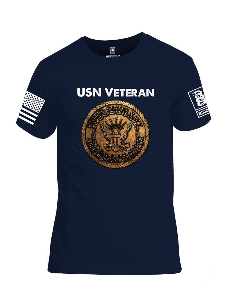 Battleraddle USN Veteran Chief Of Naval Operations White Sleeve Print Mens Cotton Crew Neck T Shirt