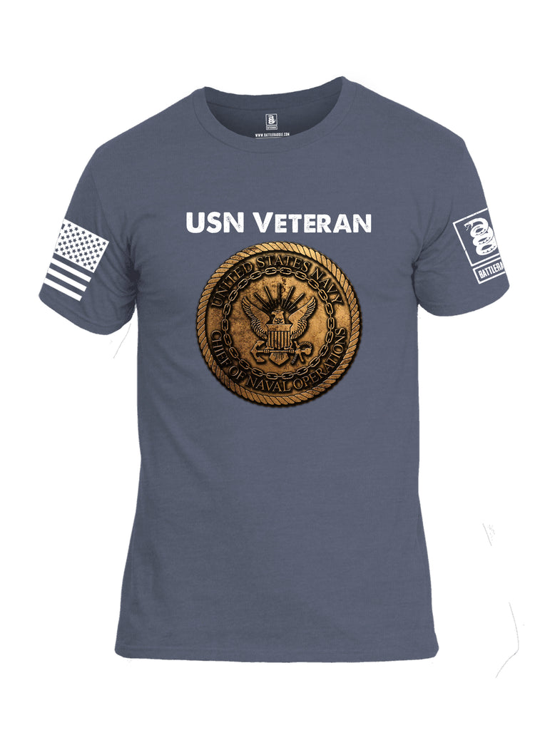Battleraddle USN Veteran Chief Of Naval Operations White Sleeve Print Mens Cotton Crew Neck T Shirt