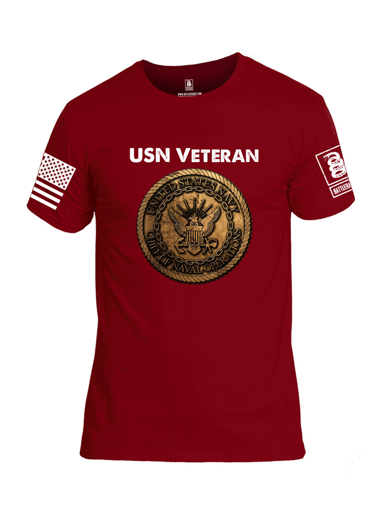 Battleraddle USN Veteran Chief Of Naval Operations White Sleeve Print Mens Cotton Crew Neck T Shirt